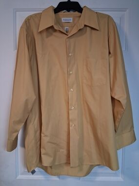 Van Heusen Gold Men Long-Sleeve Button Down Classic Dress Shirt Business Office
